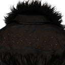 Black Faux Leather Detachable Fur Fringe Bomber Jacket