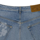 Light Wash Laser Wreath Denim Short