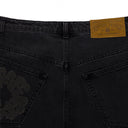 Black Mono Wreath Denim Shorts