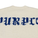 White Intarsia Knit Logo Cardigan