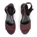 BURGUNDY LUXE KID SUEDE ANKLE STRAP SANDALS