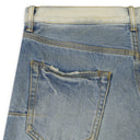 Light Indigo Basalt Distressed Straight-Leg Jeans