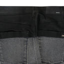 Grey Contrast Leather Skinny Jeans