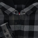 Black Multicolor Plaid Waffle Hooded Jacket