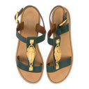 GREEN GARAVANI SCARPE SCARAB ANKLE STRAP SANDALS
