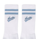 White/Baby Blue Varsity Script Sock