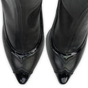 BLACK NAPPA STRETCH POINTED TOE PUMPS