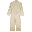 Beige Linen Contrast Stitch Jumpsuit