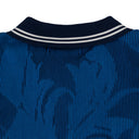 Blue Buju Knitted Long Sleeve Polo Sweater