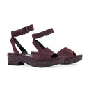 BURGUNDY LUXE KID SUEDE ANKLE STRAP SANDALS