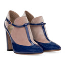 Blue Velvet Ankle Strap Heels