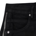 Black Side Zip Coated Clean Wide-Leg Jeans