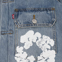 Blue Cotton Wreath Denim Jacket Light Wash