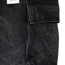 Black P011 Distressed Straight Leg Cargo Jeans