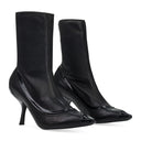 BLACK NAPPA STRETCH POINTED TOE PUMPS