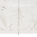 Oatmeal Melange 'Buttivore' Fur Lined Zip Hoodie