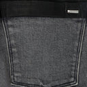 Grey Contrast Leather Skinny Jeans