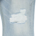 Blue Double Closure Flared Denim