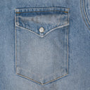Blue Sleeveless Distressed Denim Shirt