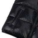Jet Black Nylon Snap Off Hood Puffer Vest
