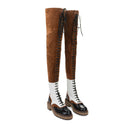 Brown Lace-Up Over the Knee Boots