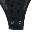 Black Mesh High Cut Bodysuit