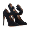 ESCARPINS CHAMOIS STRAP ON SUEDE HEELS