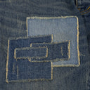 Dark Indigo Vintage Square Patch Repair Jeans