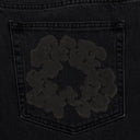 Black Mono Wreath Denim Shorts
