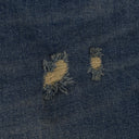Mid Indigo Alloy Distressed Flared Jeans