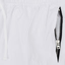 White MA Bar Logo Swim Trunks