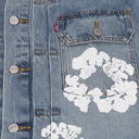 Blue Cotton Wreath Denim Jacket Light Wash