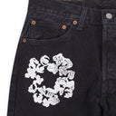 Black Cotton Wreath Jeans