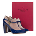 Blue Velvet Ankle Strap Heels