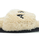 Tan Shearling Fur Logo Slippers