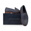 BLUE ELTHAM SMOOTH OILED PULL UP LOAFERS