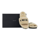 Tan Shearling Fur Logo Slippers