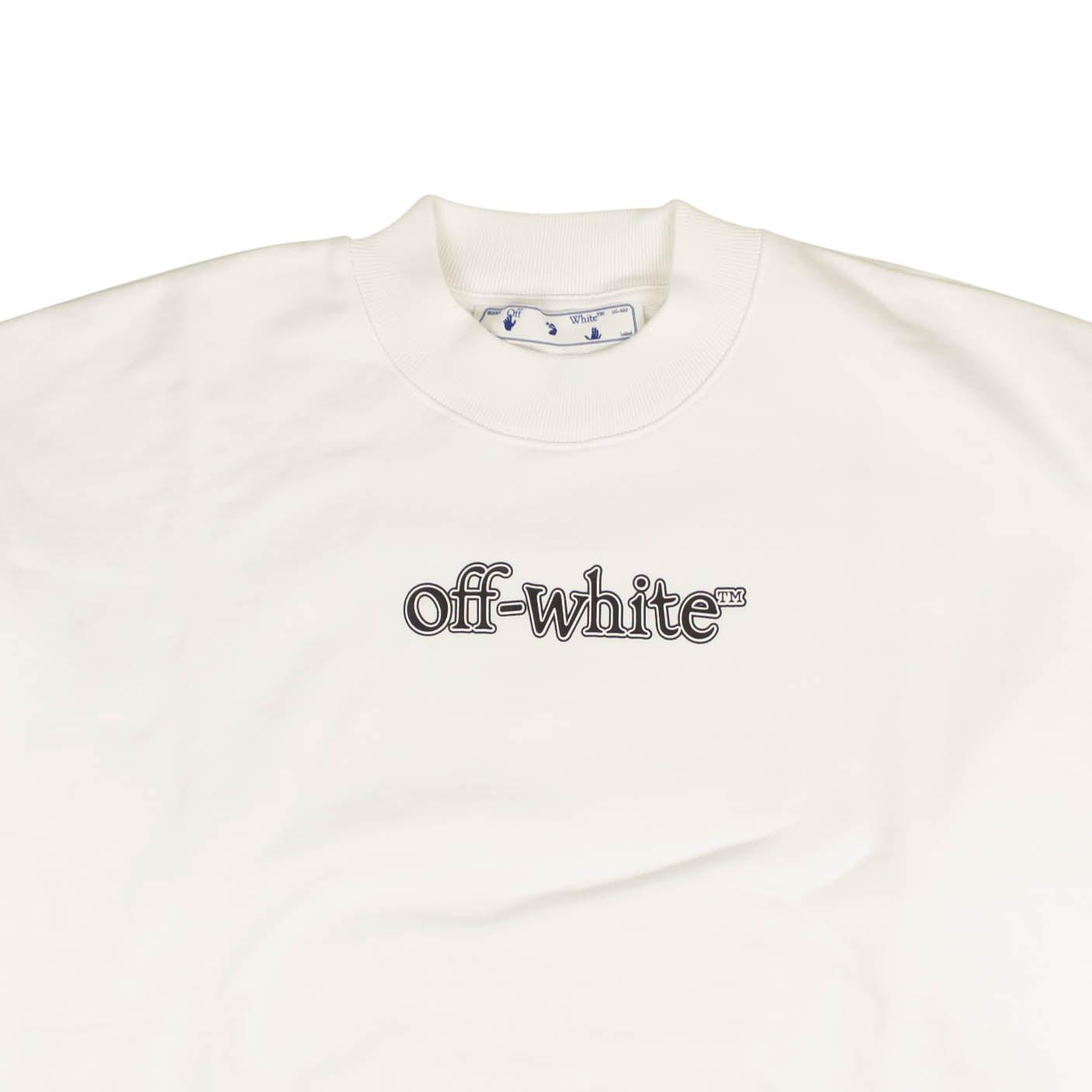 Off-White C/O Virgil Abloh Slanted Logo Skate Crewnec White Black - White