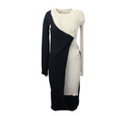 Black And Beige Two Tone Rib Knit Dress