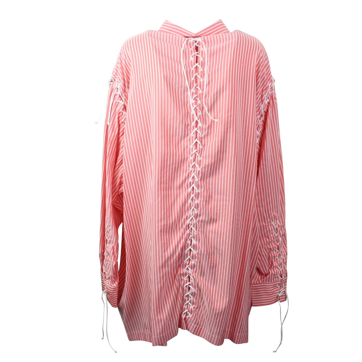 Unravel Project Lace Up Long Sleeve Shirt Dress - Pink