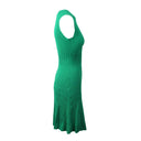 Green Rib Knit Fit And Flare Dress