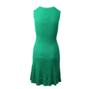 Green Rib Knit Fit And Flare Dress