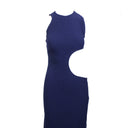 Navy Ribbed Open Circle Dress