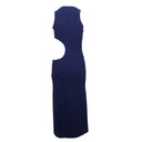 Navy Ribbed Open Circle Dress