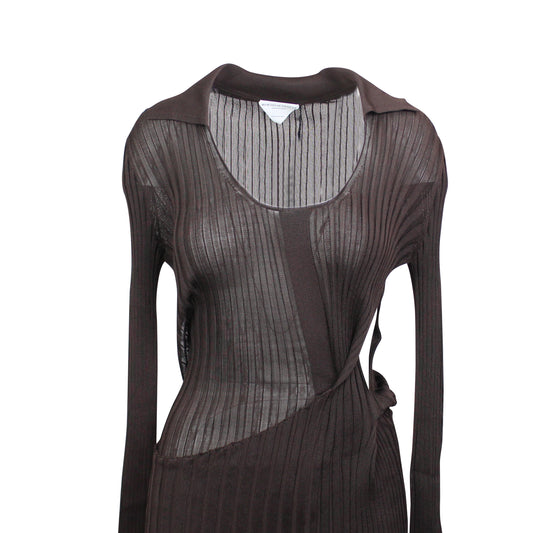 Bottega Veneta Lightweight Silk Sweater Dress - Brown
