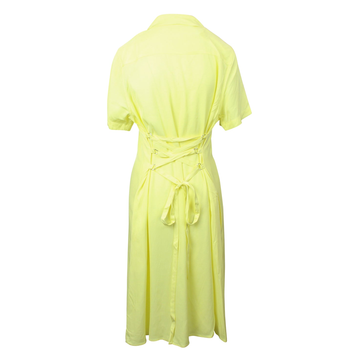 Opening Ceremony Lace Up Back Shirt Dress - Yellow