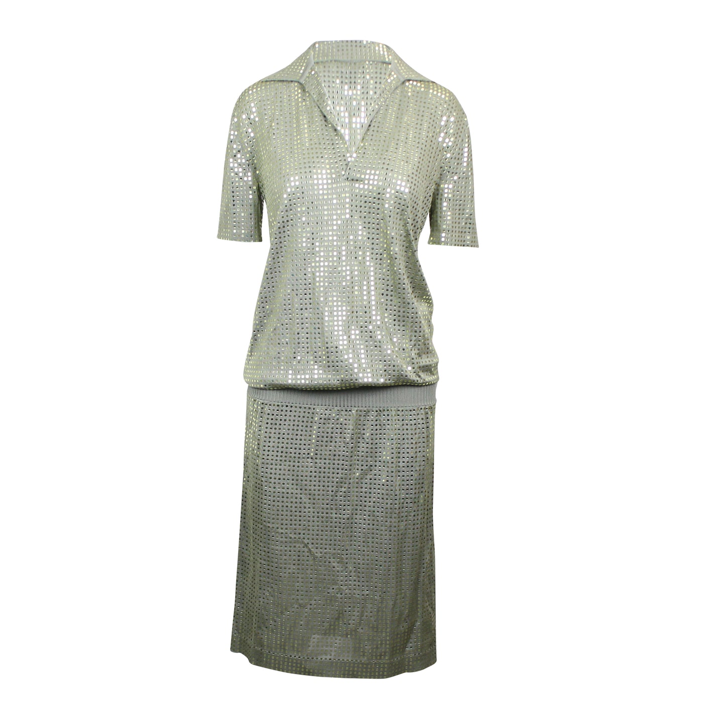 NWT BOTTEGA VENETA Sage Green Silk Mirrored Dress