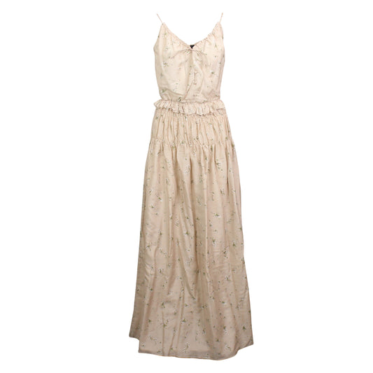 Amiri Floral Cotton Voile Maxi Dress - Nude