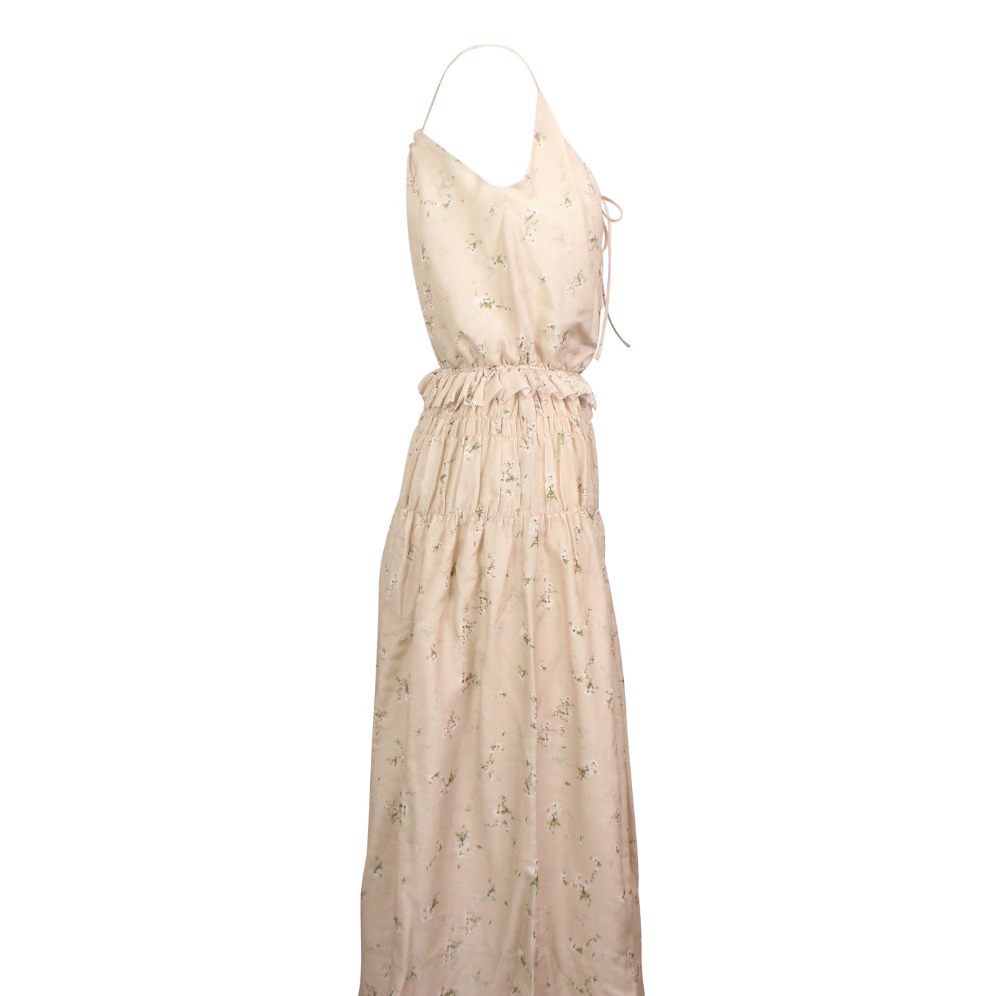 Amiri Floral Cotton Voile Maxi Dress - Nude