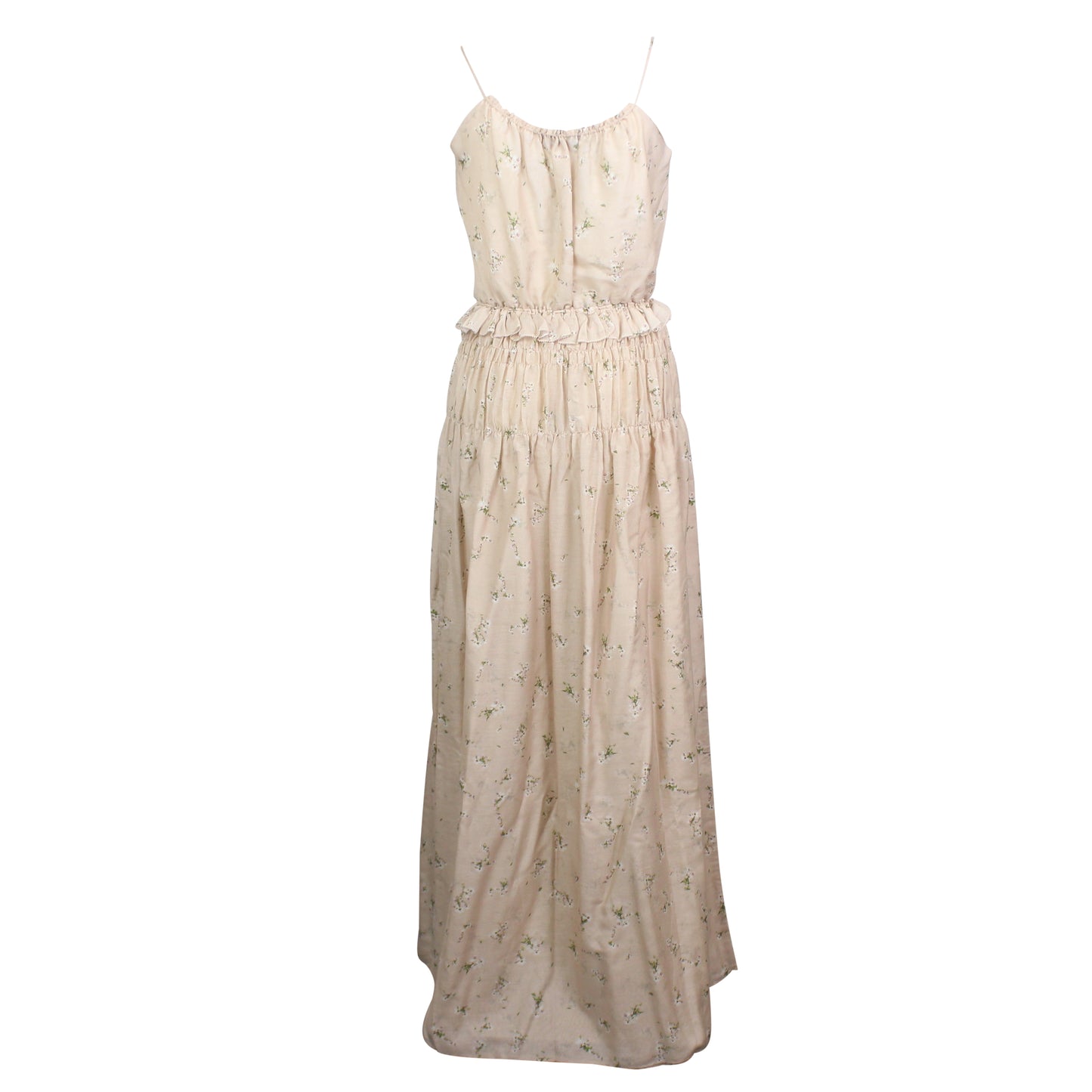 Amiri Floral Cotton Voile Maxi Dress - Nude